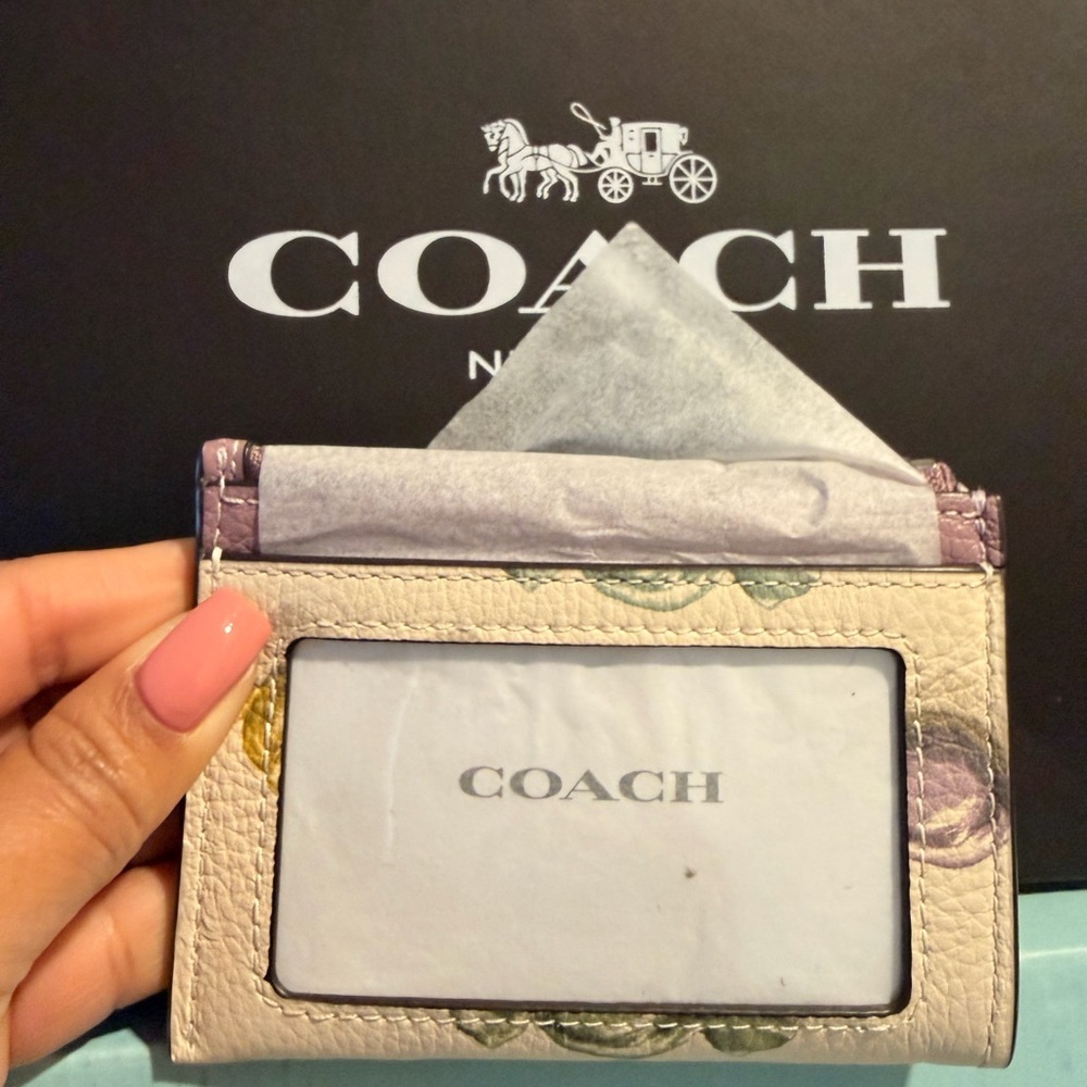 Coach Lavender and Beige Candy Print Card Holder - Picture 4 of 5